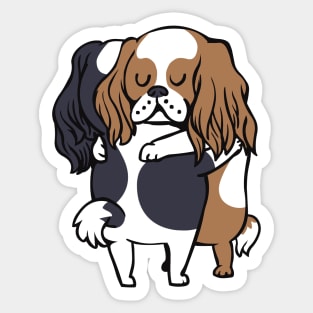 Cavalier King Charles Spaniel hugs Sticker